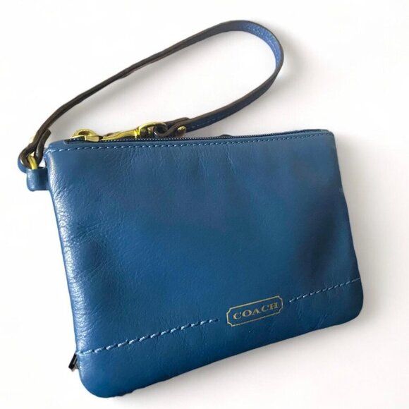 Coach Blue Leather Wristlet - Picture 4 of 5